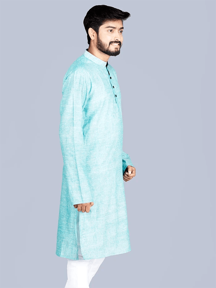 Aro Blue Handwoven Organic Cotton Men Kurta