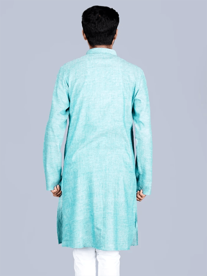 Aro Blue Handwoven Organic Cotton Men Kurta