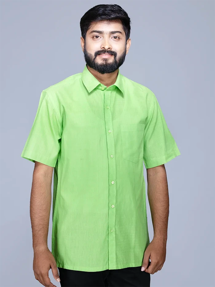 Light Green Handwoven Organic Cotton Formal Men Shirt