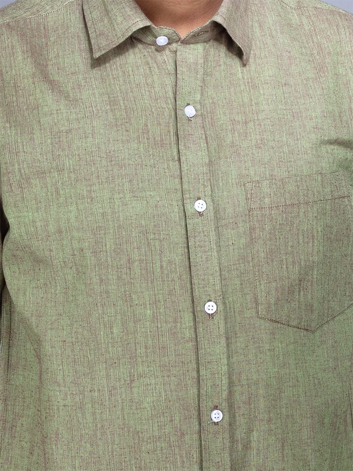 Green Maroon Dual Tone  Organic Cotton Formal Men Shirt