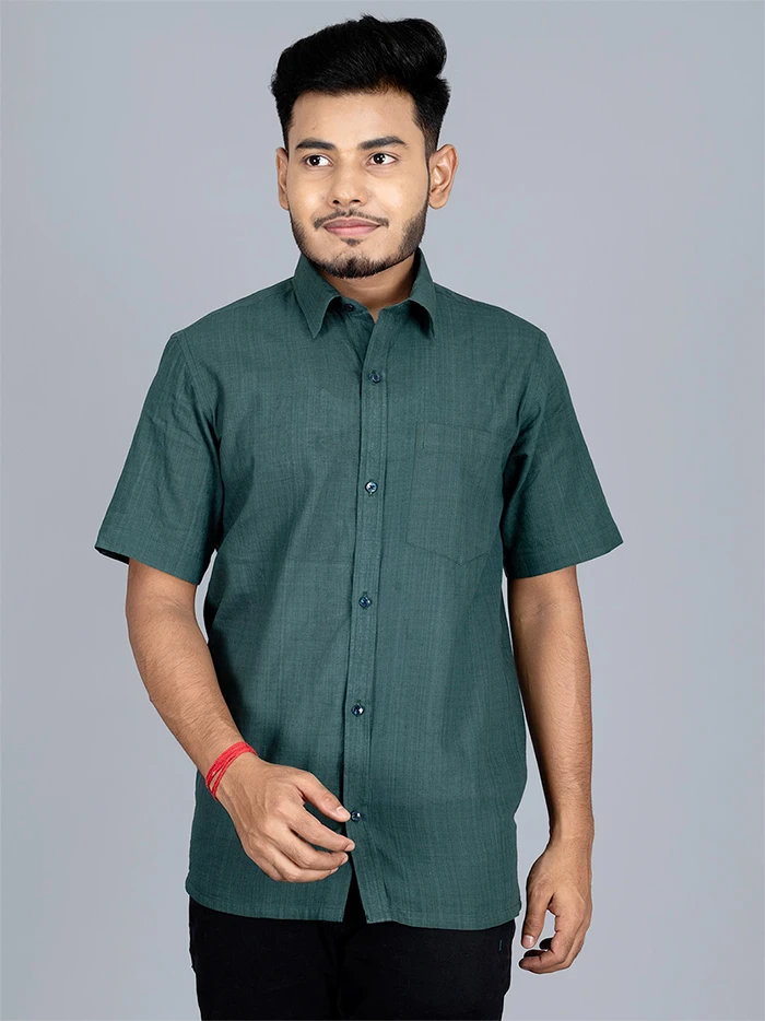 Forrest Green Handwoven Organic Cotton Formal Men Shirt