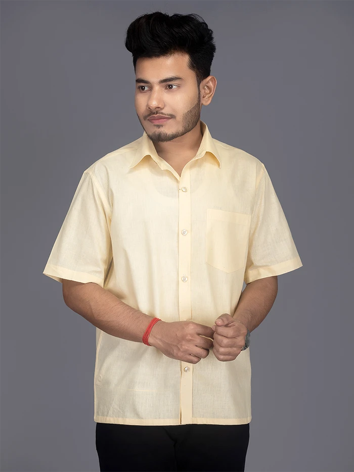 Ivory Handwoven Cotton Formal Men Shirt