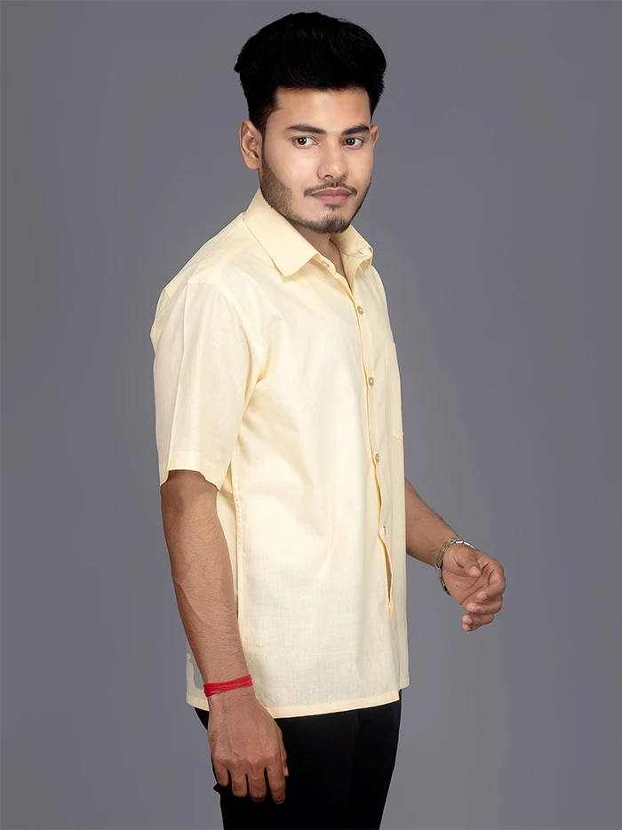 Ivory Handwoven Cotton Formal Men Shirt