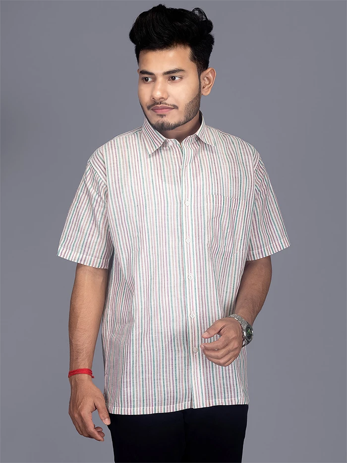 Find Muslin Striped Regular Fit Men Shirt