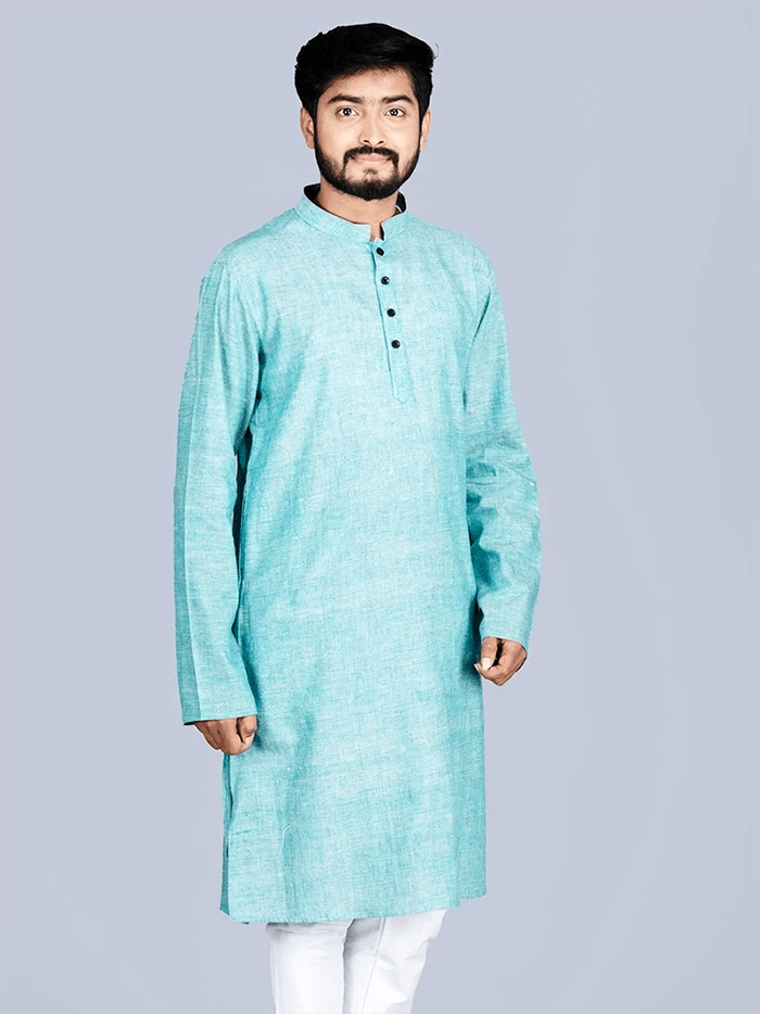 Aro Blue Handwoven Organic Cotton Men Kurta