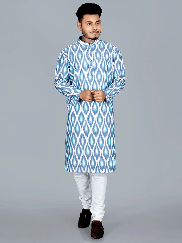 Handwoven Ikkat Cotton Men Kurta