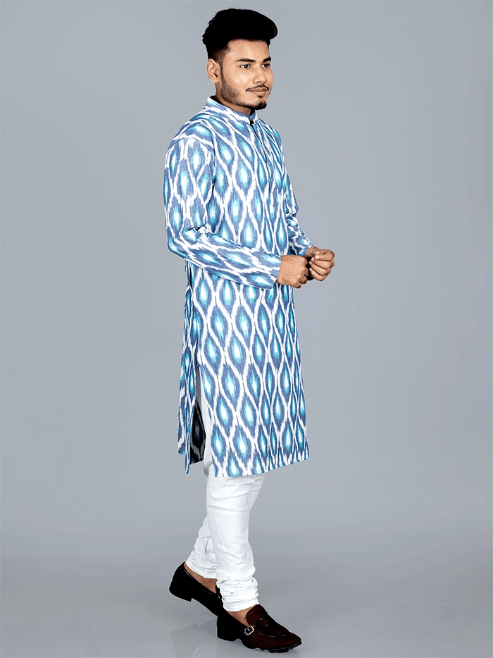 Handwoven Ikkat Cotton Men Kurta