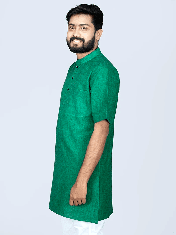 Duel Tone Handwoven Organic Cotton Men Kurta