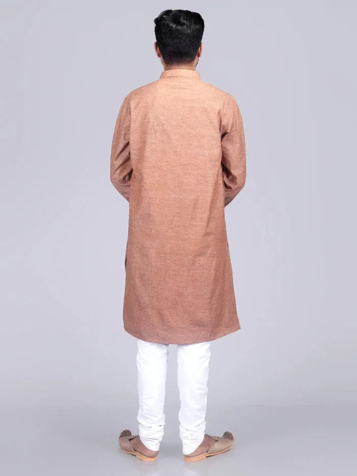 Brown Hanawoven Organic Cotton Men Kurta