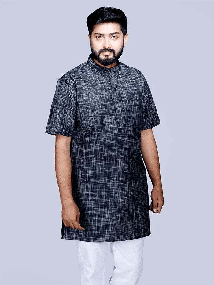 Black Springs Handwoven Organic Cotton Men Kurta