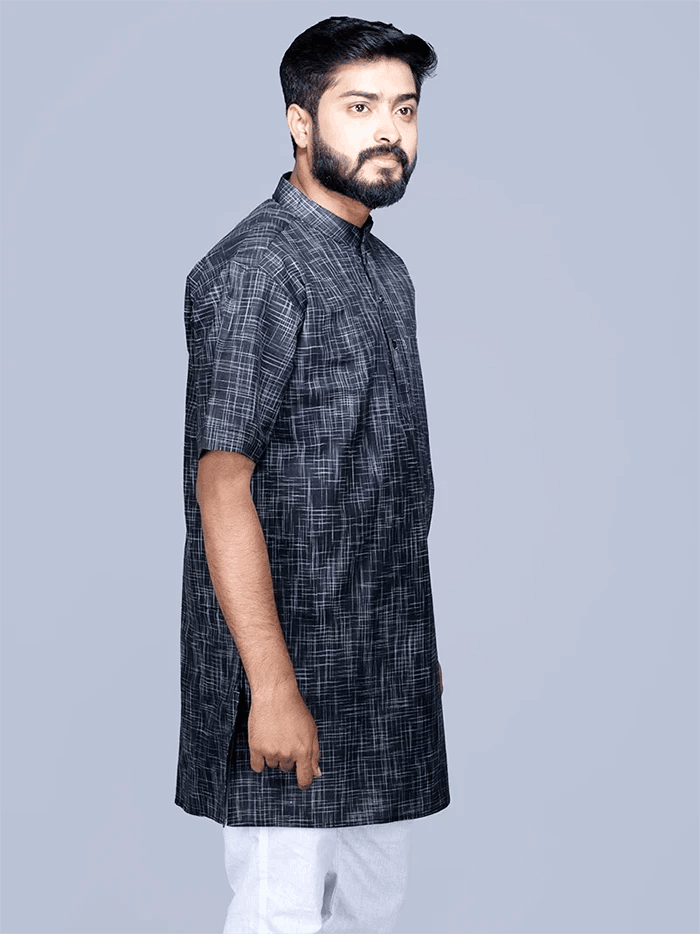 Black Springs Handwoven Organic Cotton Men Kurta