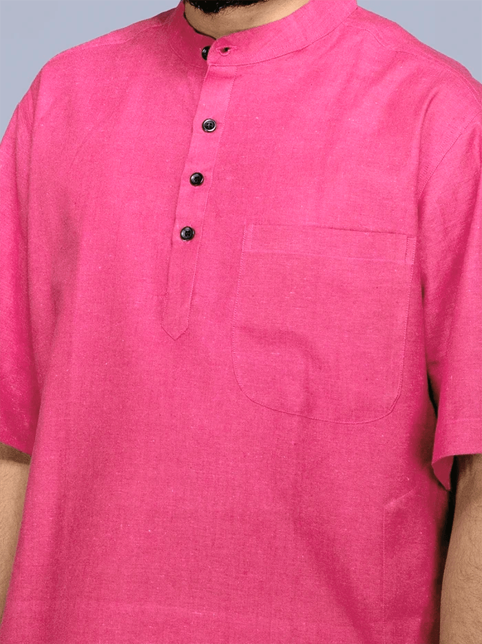 Rose Red Handwoven Organic Cotton Men Kurta