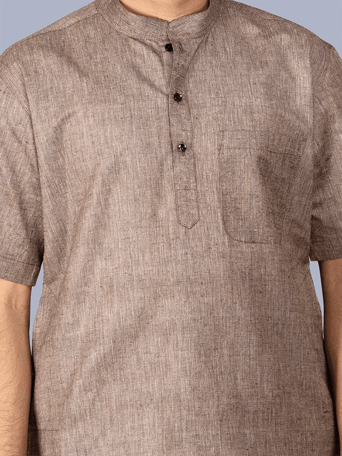 Brown Handwoven Organic Cotton Men Kurta