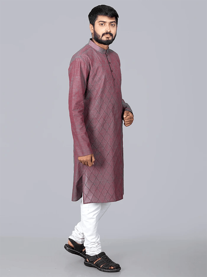 Handwoven Organic Cotton Pintuck Men kurta