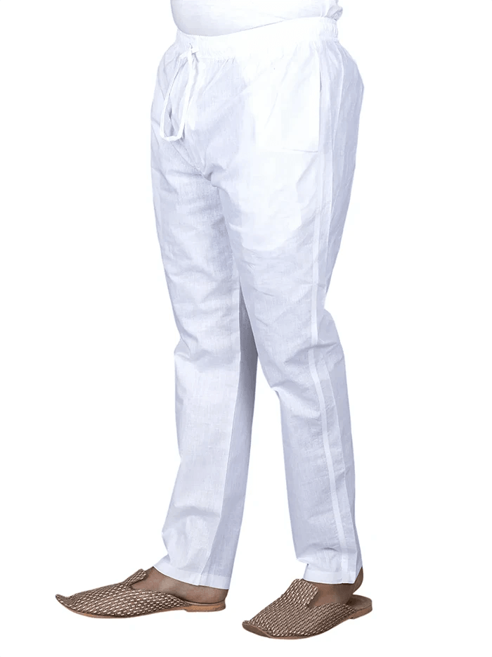 Men Solid White Chain Pocket Organic Cotton Pajama