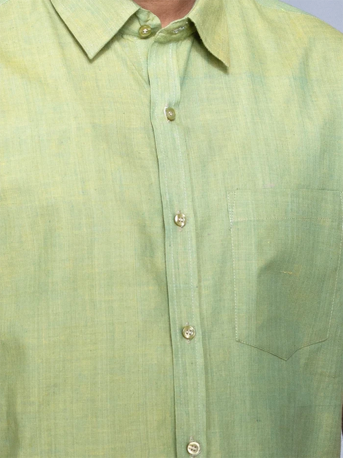 Olive Green Dual Tone Organic Cotton Formal Men Shirt