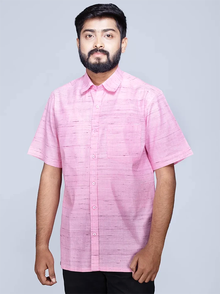 Pink Springs Handwoven Organic Cotton  Men Shirt