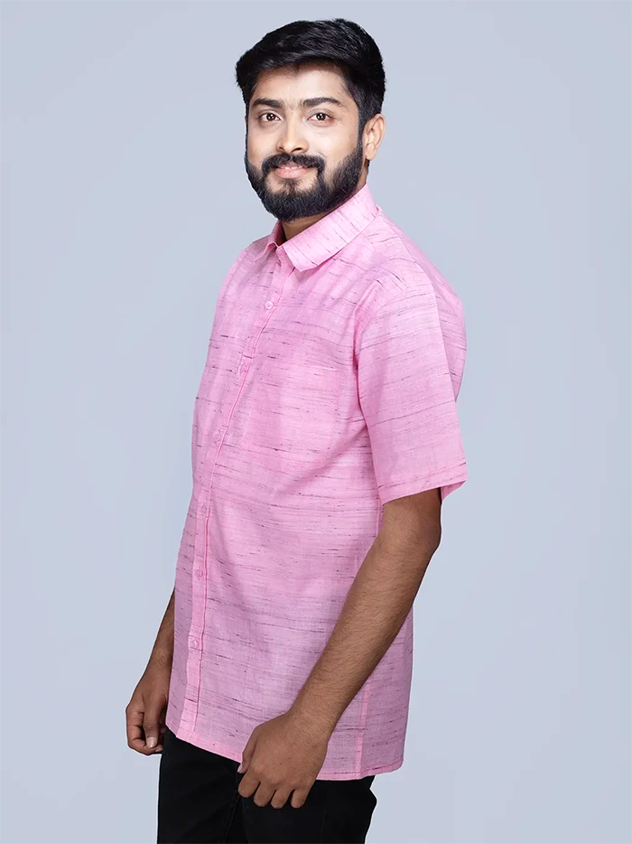 Pink Springs Handwoven Organic Cotton  Men Shirt