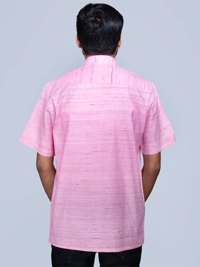 Pink Springs Handwoven Organic Cotton  Men Shirt