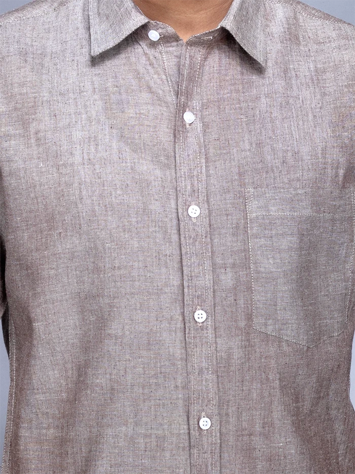 Walnut Brown Handwoven Organic Cotton Formal Men Shirt