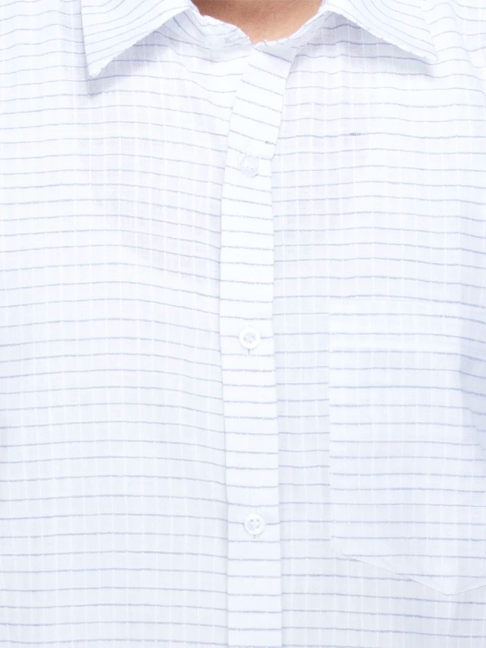 White Blue Checks Handwoven Cotton Men Full Sleeves Shirt