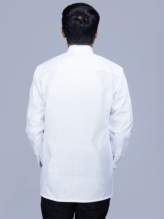 White Handwoven Organic Cotton Full Sleeves Men Shirt