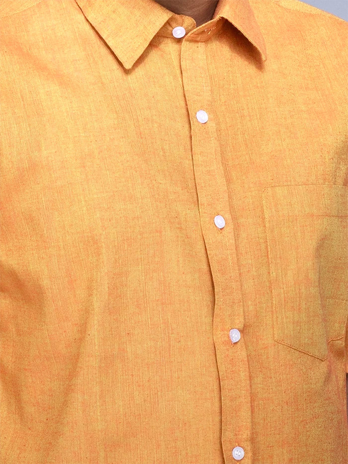 Yellow Orange Dual Tone Handwoven Organic Cotton Formal Men Shirt