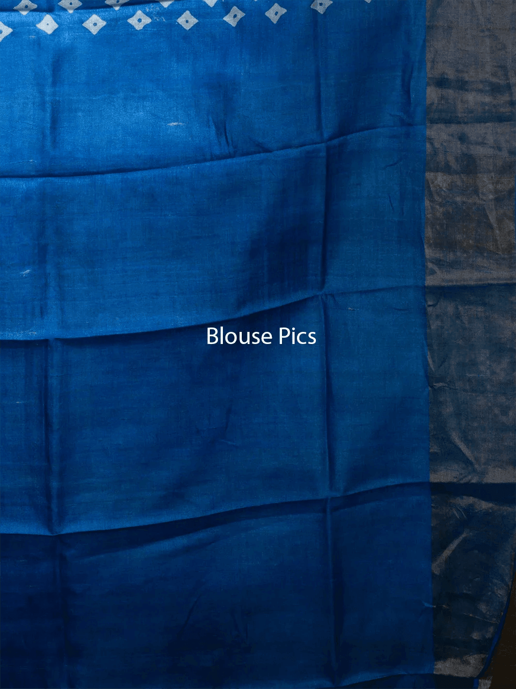 Azure Blue Allover Block Printed Tussar Silk Saree - WeaversIndia