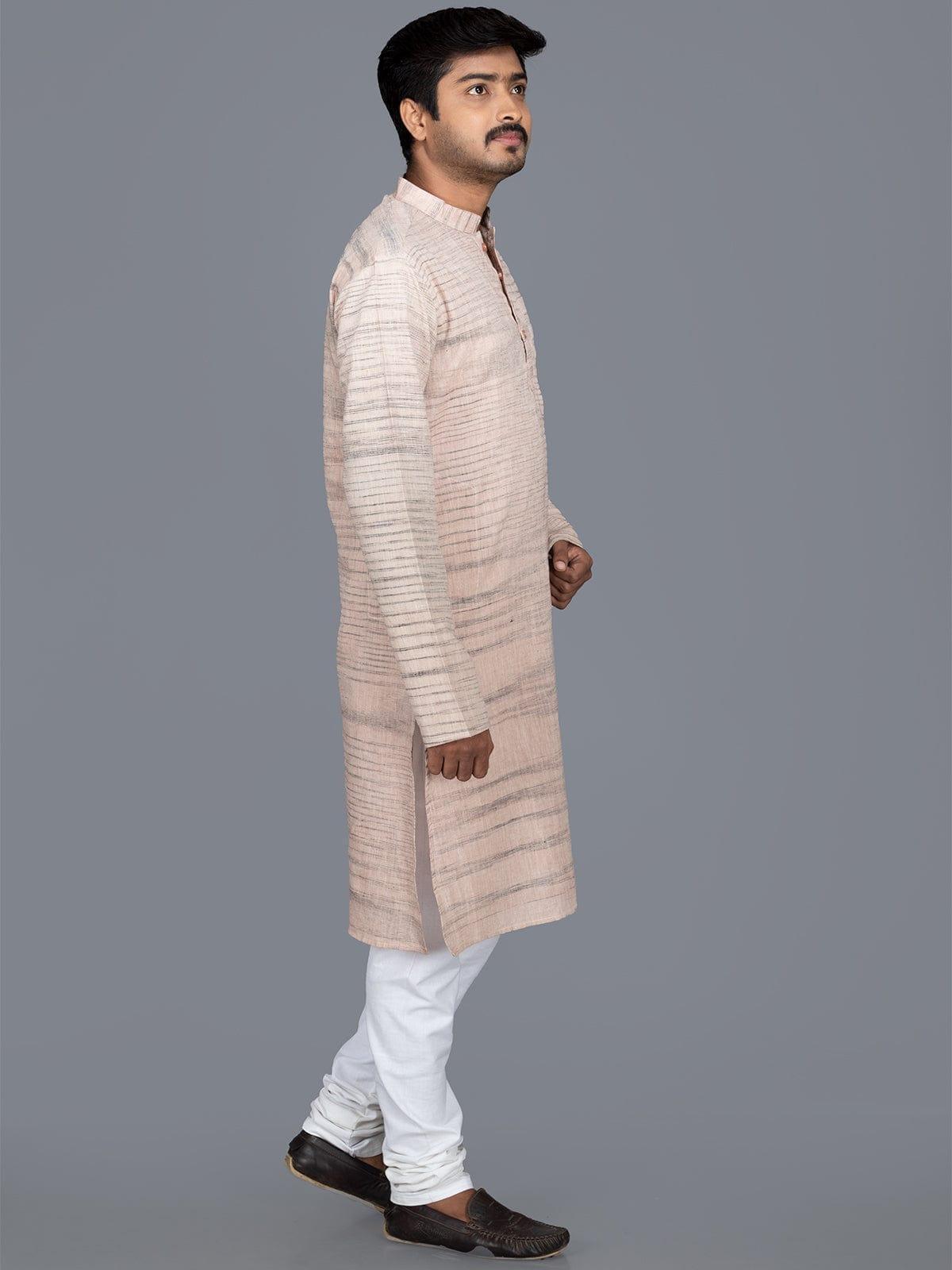 Handwoven Hand Spun Springs Men Kurta - WeaversIndia