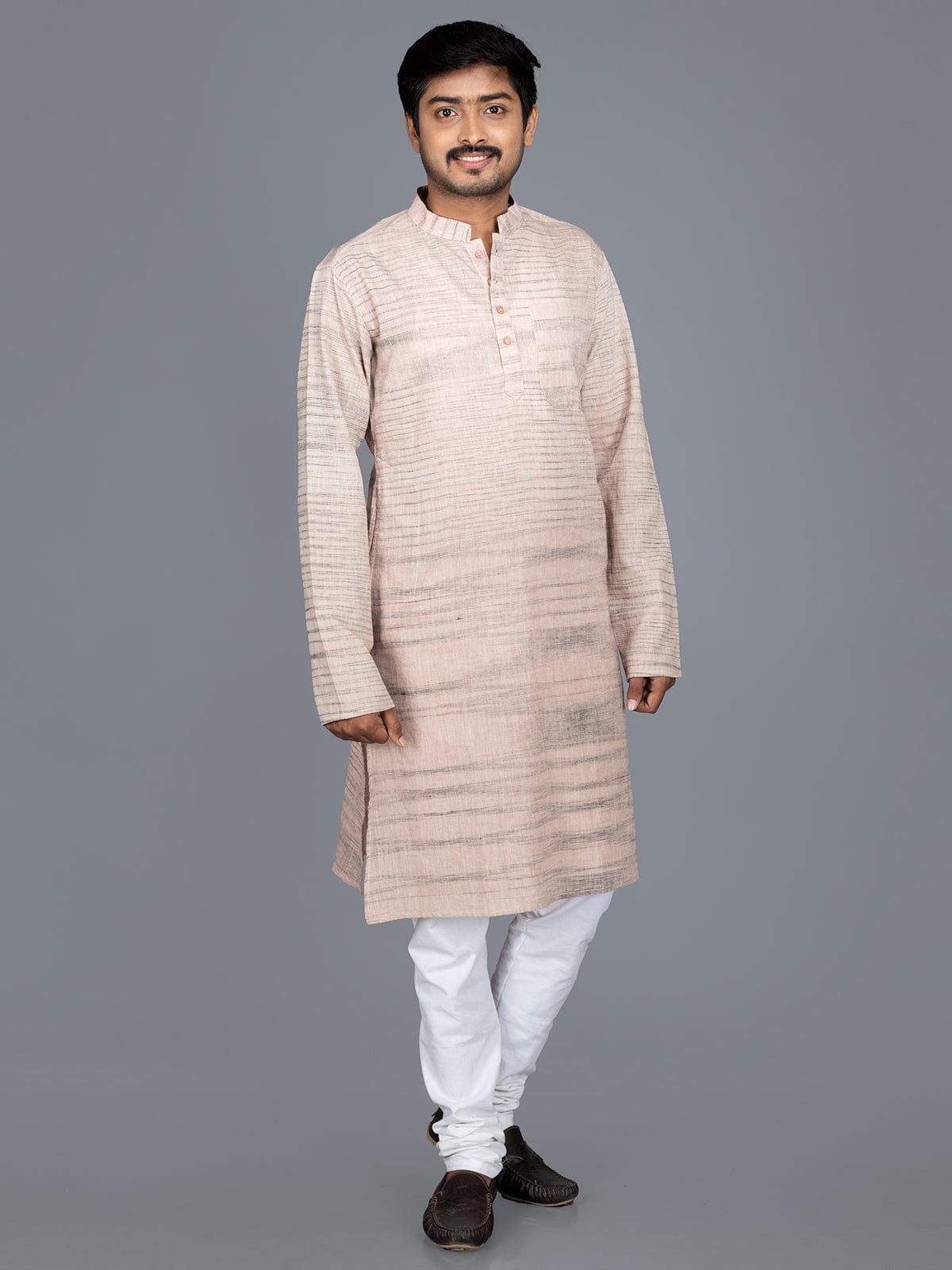 Handwoven Hand Spun Springs Men Kurta - WeaversIndia