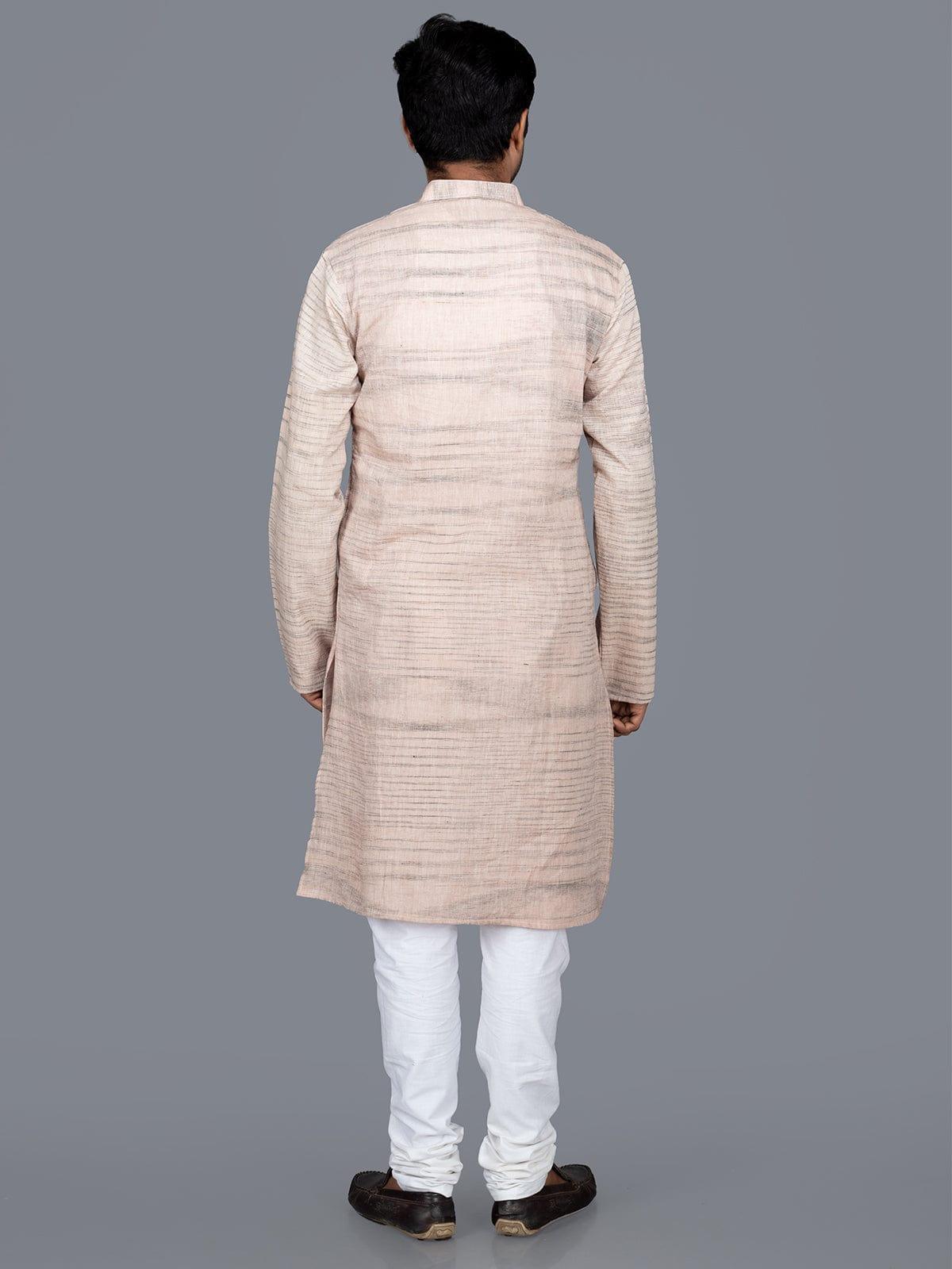 Handwoven Hand Spun Springs Men Kurta - WeaversIndia