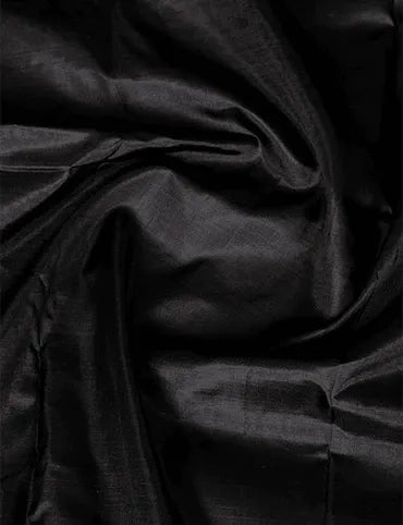 Black Solid Bishnupuri Silk Fabric - WeaversIndia