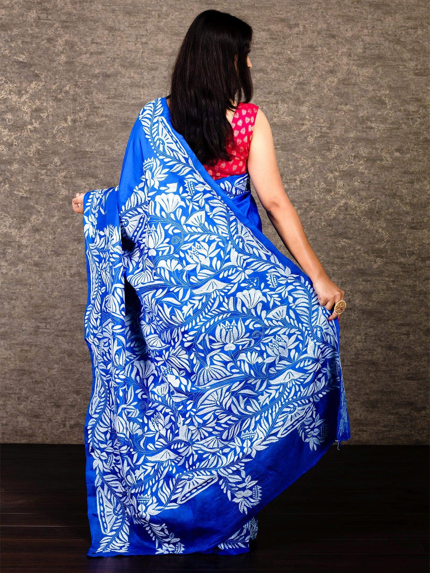 Pure Khadi Cotton Full Body Hand Kantha Stitch Saree | Khadi, Pure  products, Kantha stitch