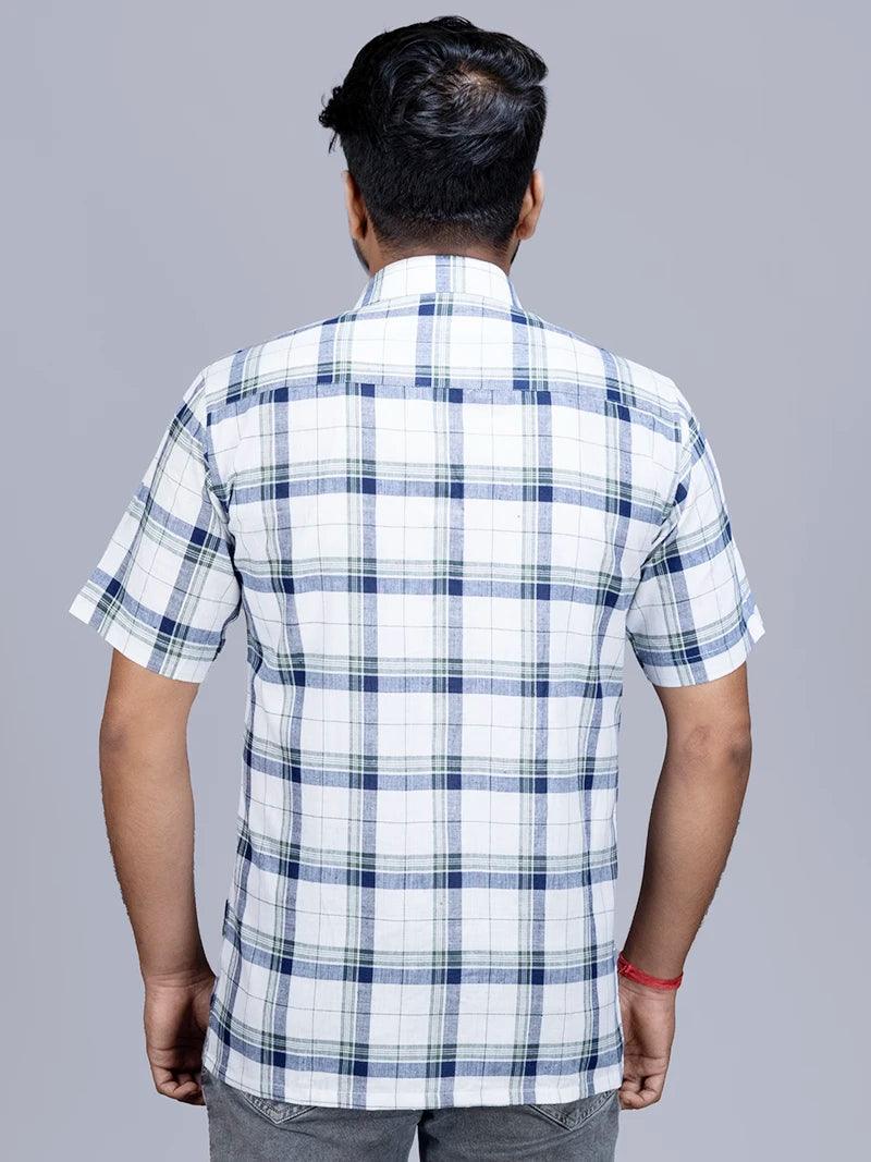 Box Checks Handwoven Organic Cotton Men Shirt - WeaversIndia