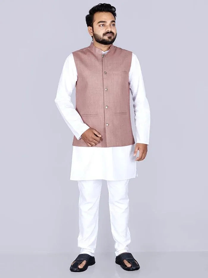 Brown Sugar Handwoven Cotton Modi Jacket - WeaversIndia