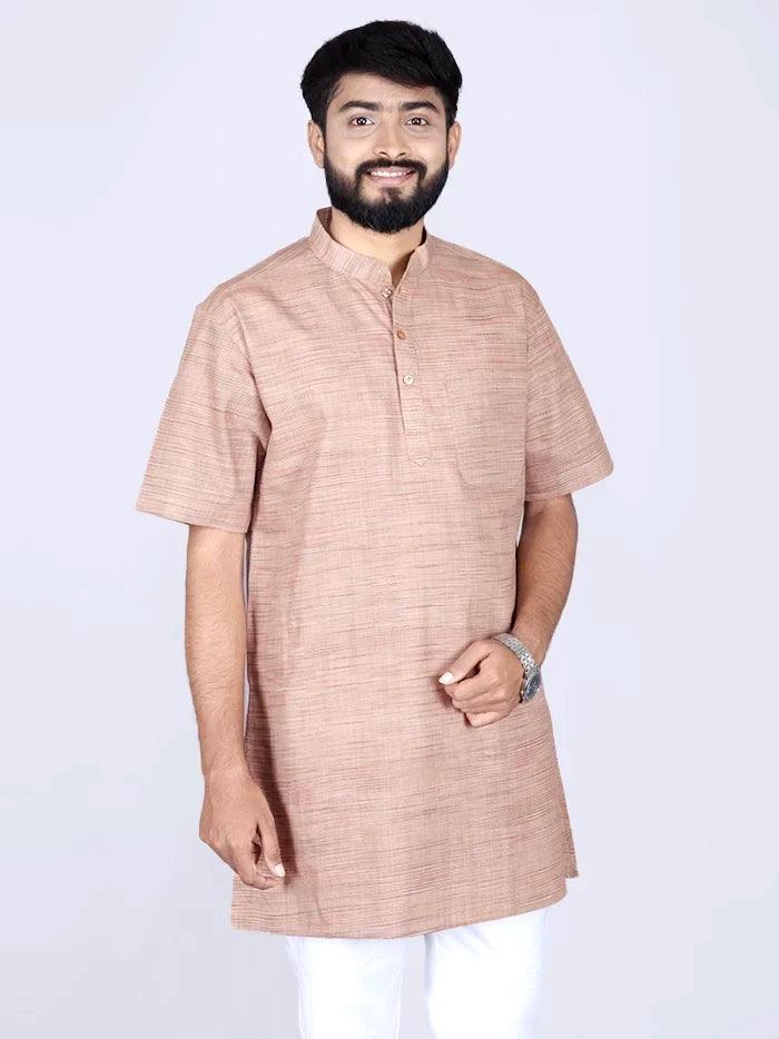 Brown Sugar Springs Handwoven Organic Cotton Men Kurta - WeaversIndia