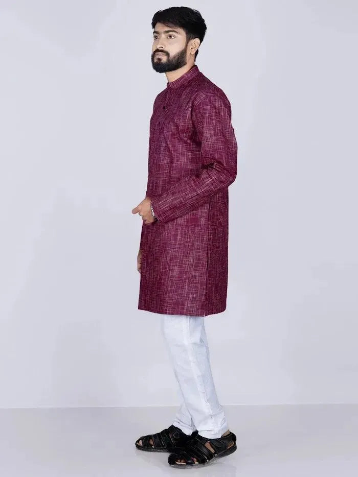 Catawba Springs Handwoven Organic Cotton Men Kurta - WeaversIndia