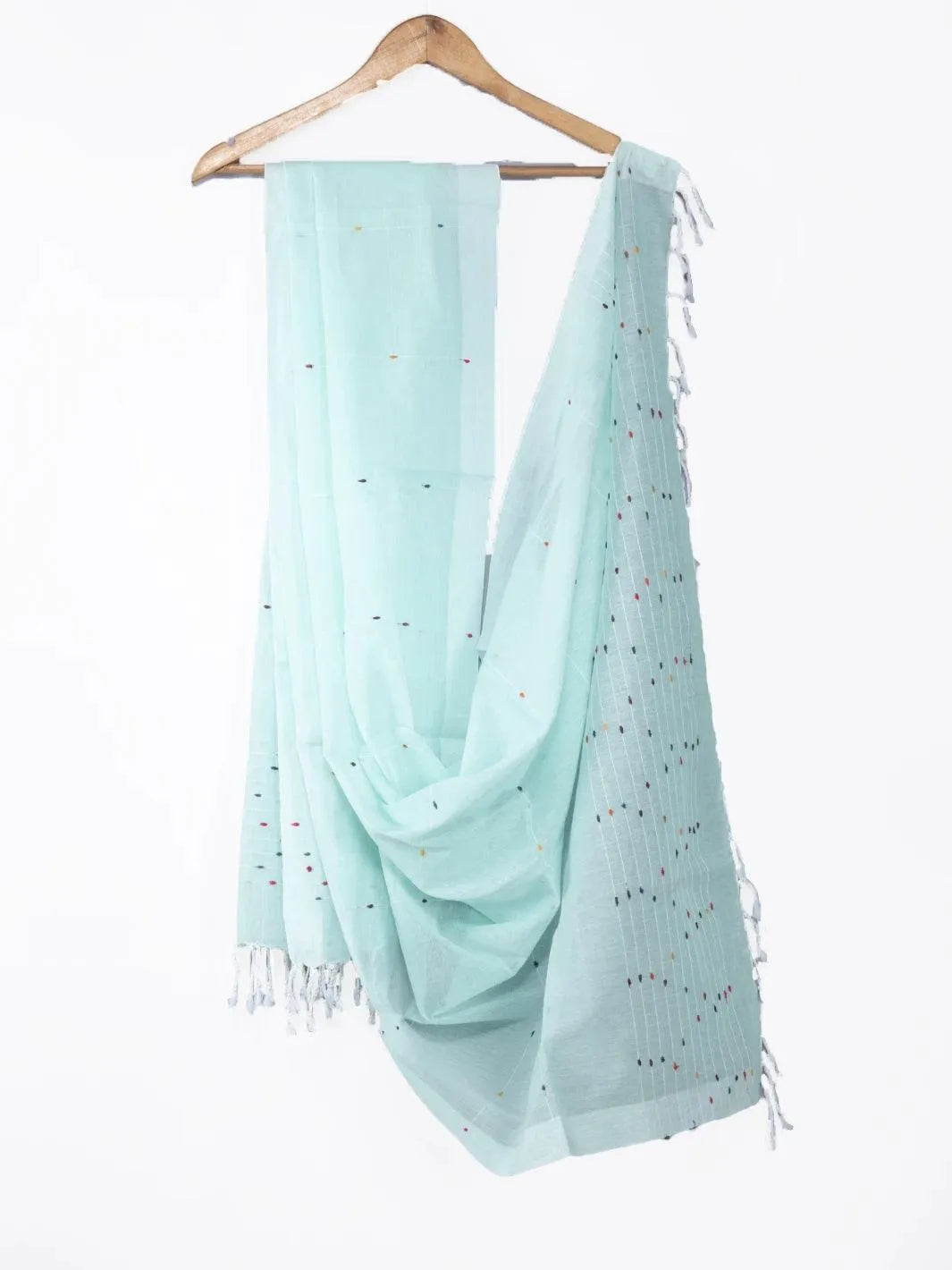 Cyan Handwoven Cotton Dupatta - WeaversIndia