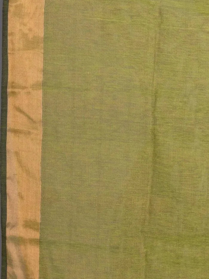 Elegant Apple Green Par Anchal Buti Handloom Saree - WeaversIndia