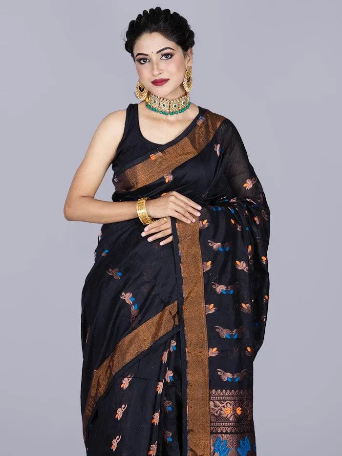 Elegant Black Allover Handloom Saree - WeaversIndia