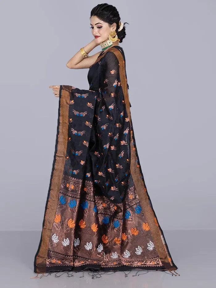 Elegant Black Allover Handloom Saree - WeaversIndia