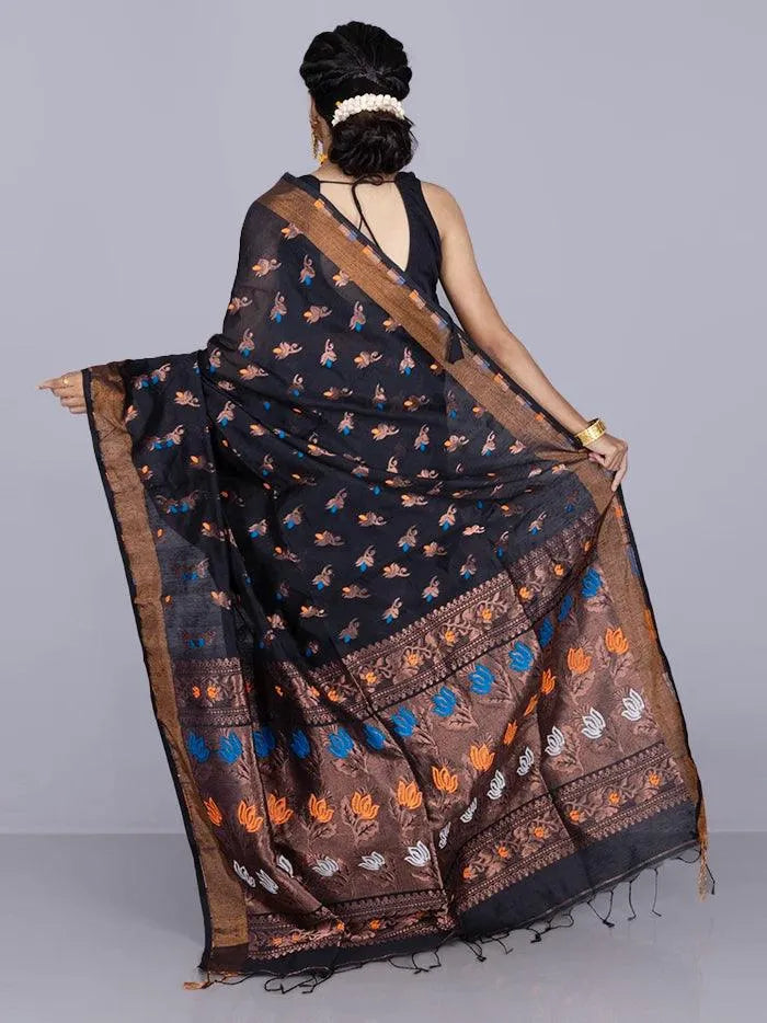 Elegant Black Allover Handloom Saree - WeaversIndia