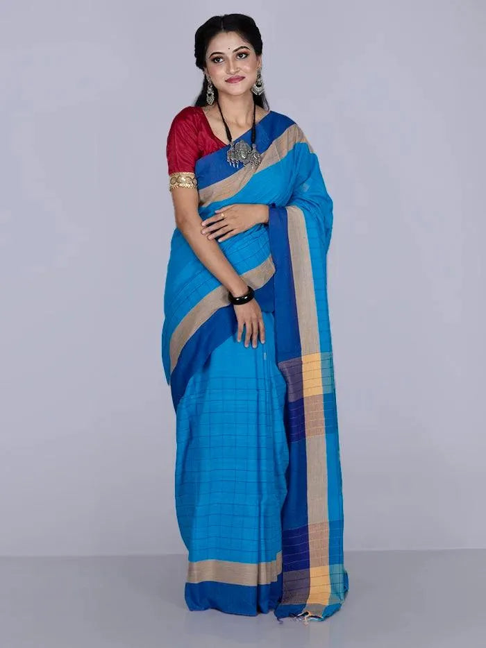 Elegant Blue Allover Cotton Saree - WeaversIndia