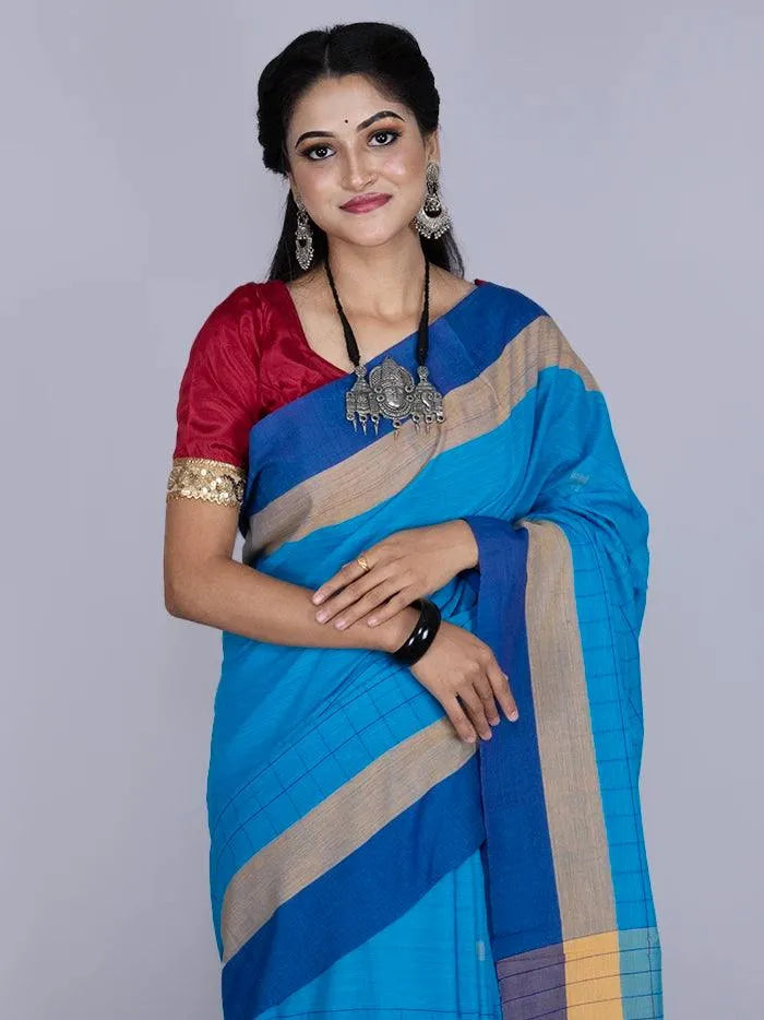 Elegant Blue Allover Cotton Saree - WeaversIndia