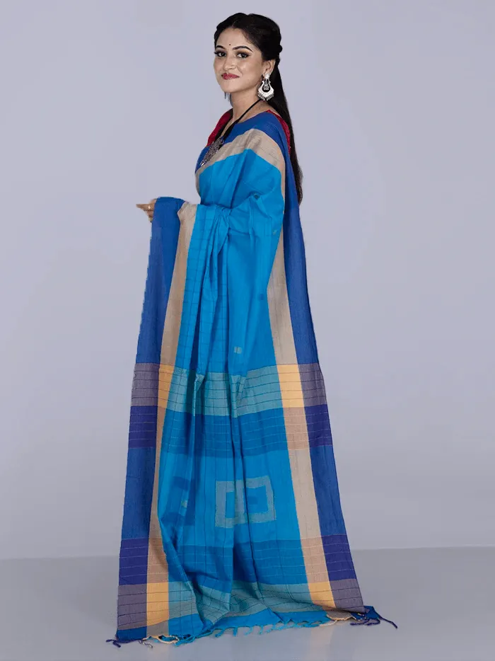 Elegant Blue Allover Cotton Saree - WeaversIndia