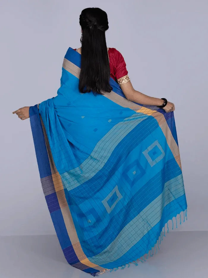 Elegant Blue Allover Cotton Saree - WeaversIndia