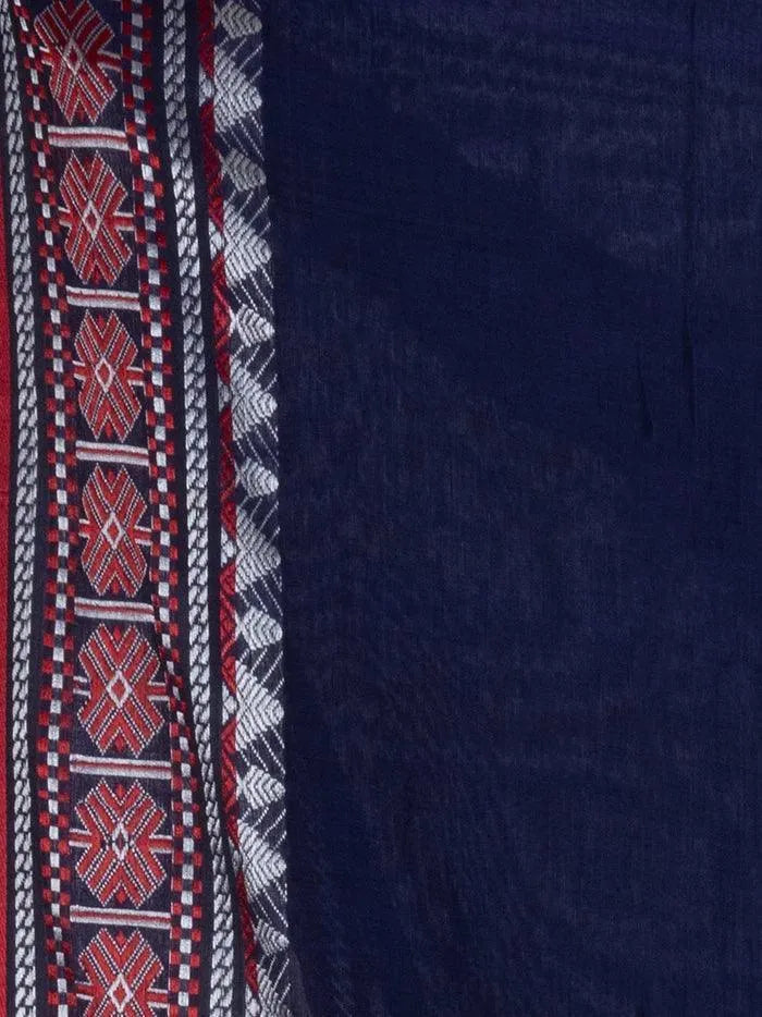 Elegant Blue Par Anchal Buti Handloom Saree - WeaversIndia