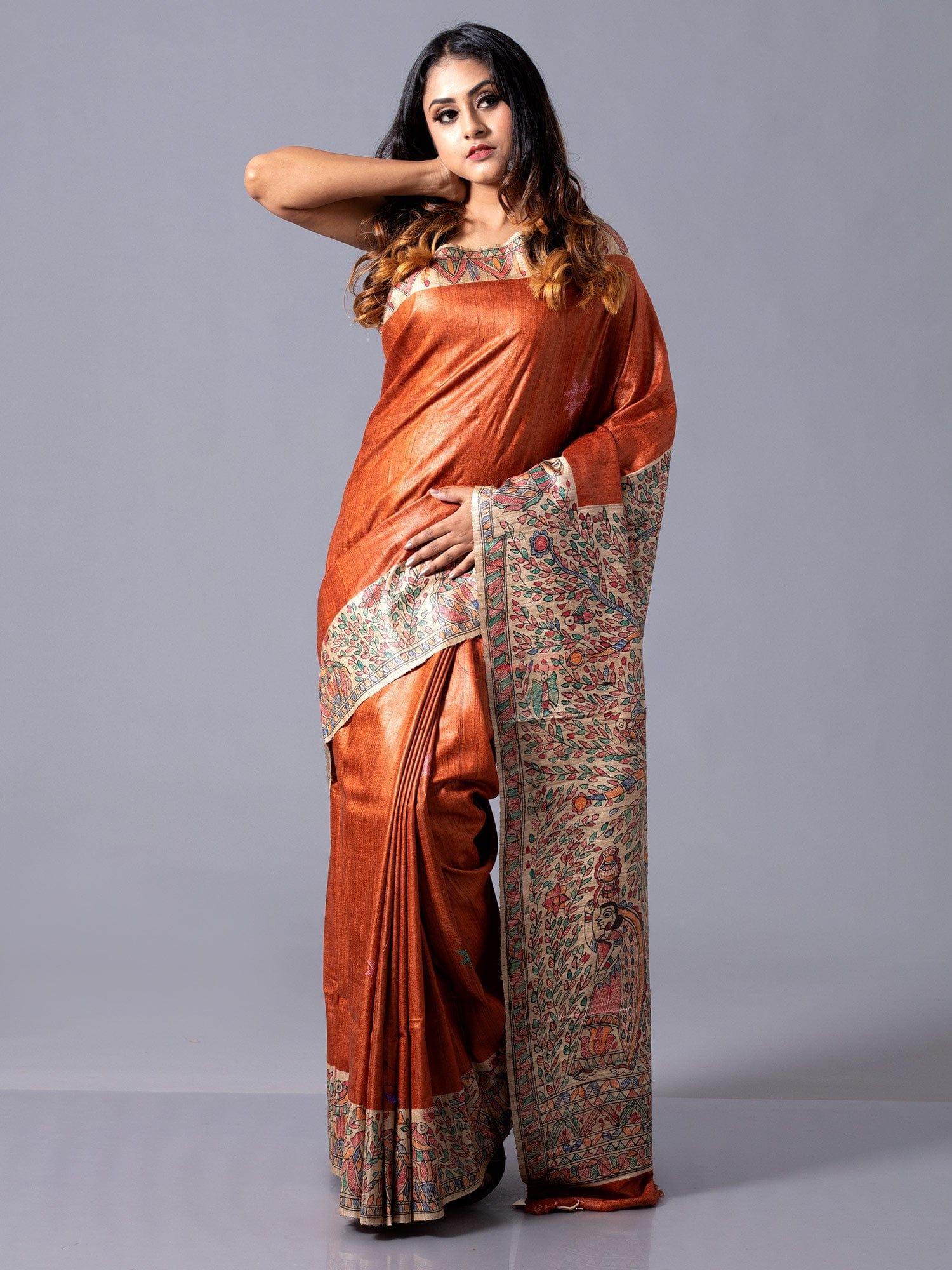 Latest Tussar Silk Sarees Online at Best Prices | Mirra Clothing