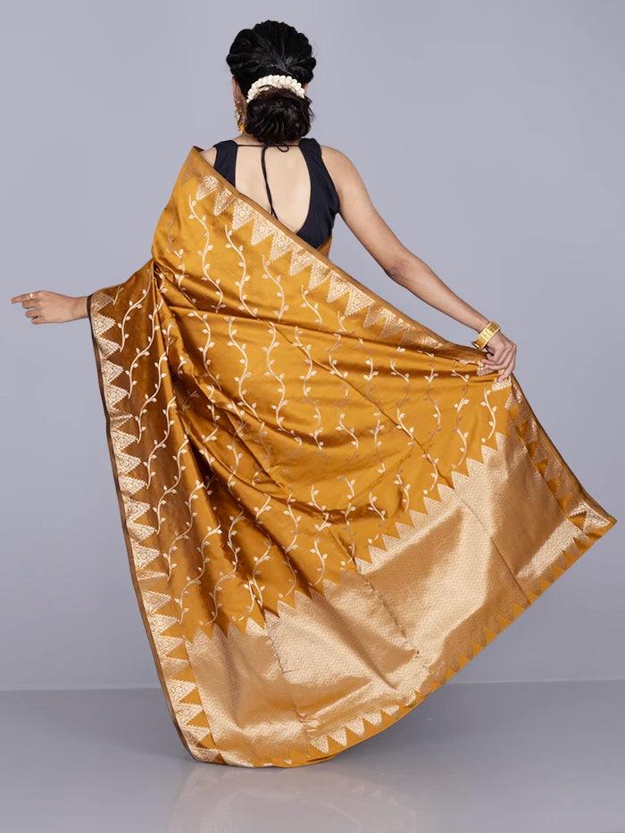 Elegant Goldenrod Allover Katan Silk Saree - WeaversIndia