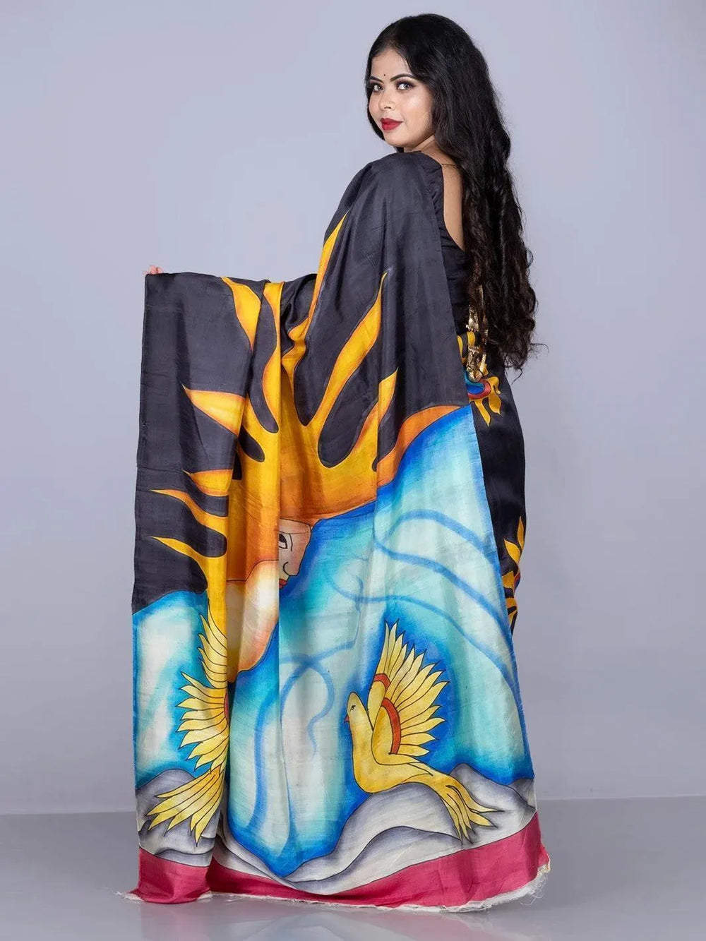 Elegant Hand Painted Bishnupuri Katan Silk Saree - WeaversIndia